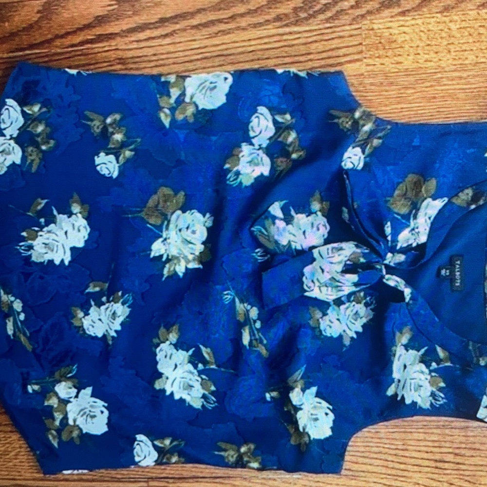 Talbots Blue White Floral Print Dress